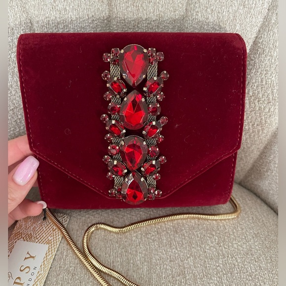 Lipsy Embellished Velvet Evening Bag - Picture 1 of 6